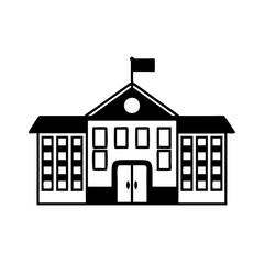 building icon with a flag, symbolizing university and college education