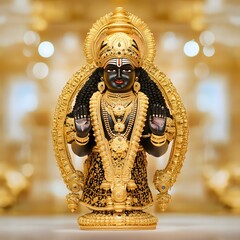 Obraz premium Lord Venkateswara standing in his divine temple, adorned in golden jewelry, radiating spiritual energy