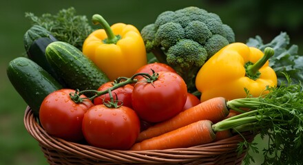 Fresh Organic Vegetables in Basket – Healthy Food, Farm Produce, and Vegetarian Diet Concept