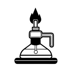 Bunsen burner icon with flame, symbolizing chemistry experiments, education, and science
