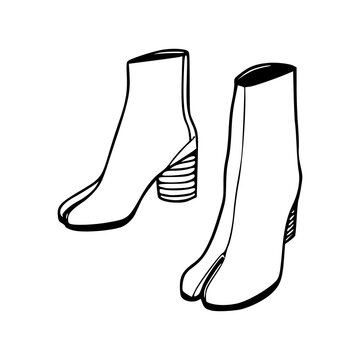 Tabi boots outline vector illustration