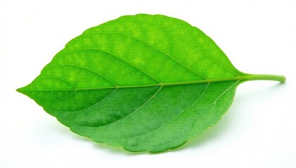Obraz premium Green leaf isolated on white background with subtle texture, isolate, nature
