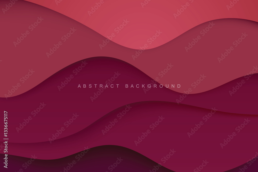 Wall mural simple overlapping red paper cut curve vector background