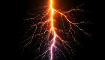 Lightning strikes on a black background