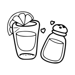 cartoon tequila and condiments illustration