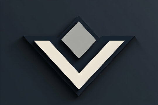 Abstract geometric logo design featuring a diamond shape and angular elements on a dark background