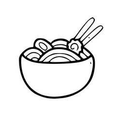 cartoon ramen with chopsticks illustration