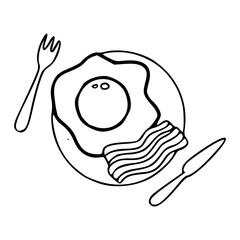 cartoon egg and bacon breakfast, illustration