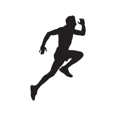 Silhouettes of male marathon runners sprinting, vector illustration highlighting endurance, speed, and athletic competition, isolated on a white background.

