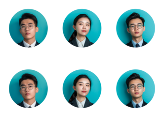 Set man and woman head avatar profile sign