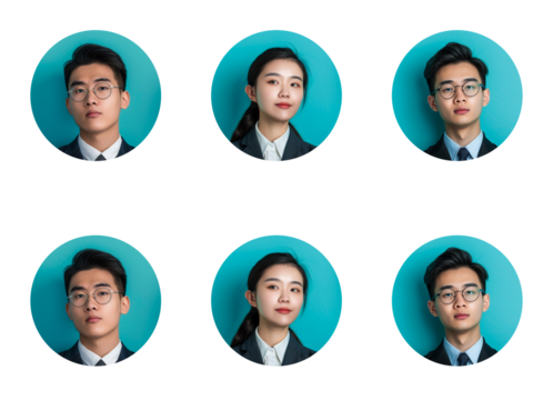 Set man and woman head avatar profile sign