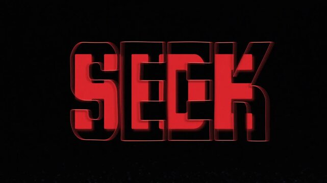 Animated text Hide and Seek on black isolated background