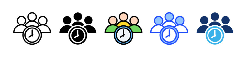 People Time Icon Set With Multiple Style Collection