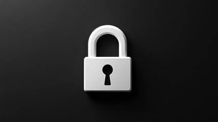 Fototapeta premium A white padlock stands out against a black background, representing security and the safeguarding of sensitive information in a digital environment