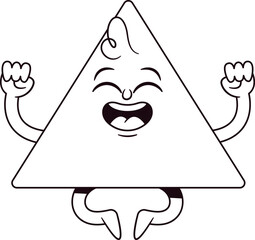 Triangle rejoicing funny character black-and-white