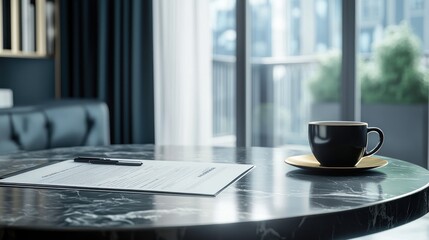 Modern Office Workspace: Contract Signing Preparation