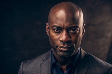 Obraz premium Confident middle-aged black man in tailored suit - professional portrait for business and lifestyle