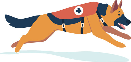 Rescue dog animal running vector illustration