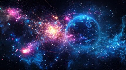 Obraz premium Cosmic Dance: A Celestial Ballet of Light and Energy