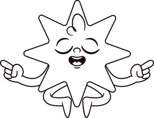 Meditating star geometric figure black-and-white