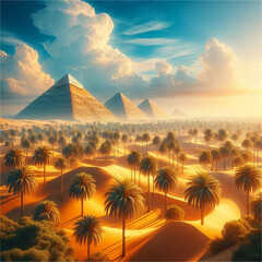 sunset over the pyramids
