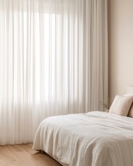 Serene Morning Light Filtering Through Sheer White Curtains