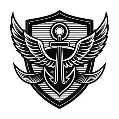 Vintage heraldic coat of arms with crown, wings, and gold crest emblem