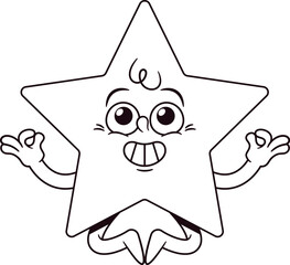 Smiling star geometric figure black-and-white