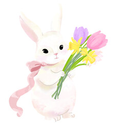 white rabbit with flower