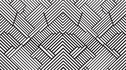 Seamless pattern with geometric waves. Endless stylish texture. Ripple bold monochrome background. Linear weaved grid. Thin interlaced swatch. with white background