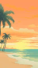 Fototapeta premium Beautiful sunset beach wallpaper landscape outdoors nature.