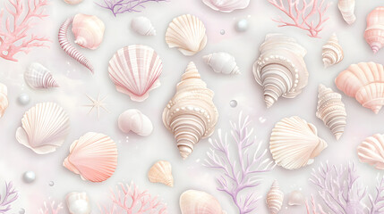 An elegant pattern of pastel tones with a nautical theme