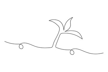 Obraz premium Continuous one line art environment earth day vector icon 