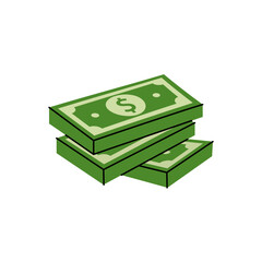 Three stacks of dollar bills. Money investment and business commerce. Vector illustration.