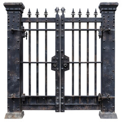 Antique Metal Gate  Ornate Iron Fence  Vintage Entrance  Rusty  Weathered  Black  Security