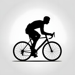 Obraz premium Silhouette Vector Illustration of a Person Riding a Bicycle on a White Background
