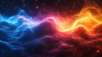 Colorful abstract digital wave pattern representing cosmic energy and movement in space