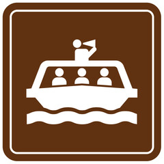 Campground sign for water recreation tour boat