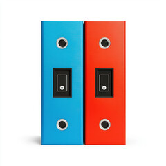 A set of two colorful binders perfect for business proposals captured in realistic photography style to enhance document organization and add a touch of creativity to professional environments