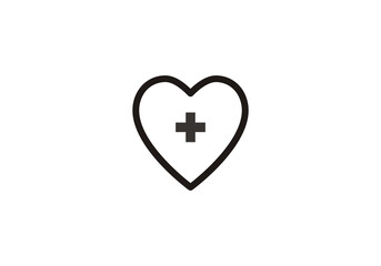 Fototapeta premium Heart Medical Line logo png transparent template icon vector illustration