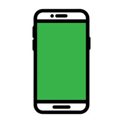 Smartphone Mockup Green Screen A mobile phone with a green screen, is perfect for website design, mobile app presentations, and advertising. An isolated design element with a clipping path