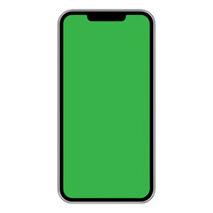 Smartphone Mockup Green Screen A mobile phone with a green screen, is perfect for website design, mobile app presentations, and advertising. An isolated design element with a clipping path