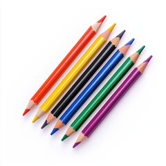 Naklejka premium Vibrant group of colored pencils arranged neatly for artistic creativity and expression with ample copy space ideal for educational and art projects