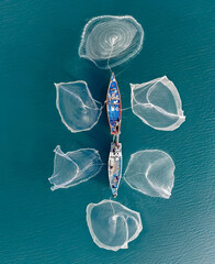 Fisherman fishing in the ocean 