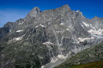 The Mont Rouge de Greuvetta and glacier de Triolet, Italy, Europe.
