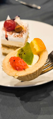 Cakes for snacks at receptions. Cakes are a popular party food.