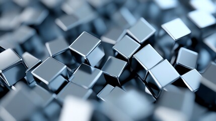 Obraz premium Abstract 3D cube clusters with reflective surfaces, dynamic and futuristic
