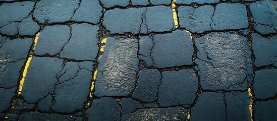 Cracked asphalt road surface