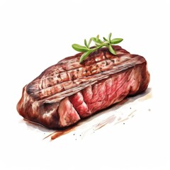 an AI Image Generator, Delicious Juicy Steak with Rosemary Garnish on a Black Plate