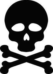 Skull crossbone pirate icon logo Halloween ghost graphic danger anatomy symbol Silhouette. Cartoon skull death flat and line vector isolated on transparent background for apps and game
